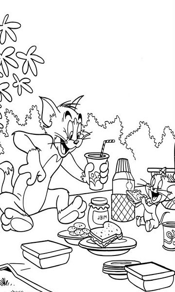 kolorowanka Tom i Jerry malowanka do wydruku z bajki dla dzieci, do pokolorowania kredkami, obrazek nr 32